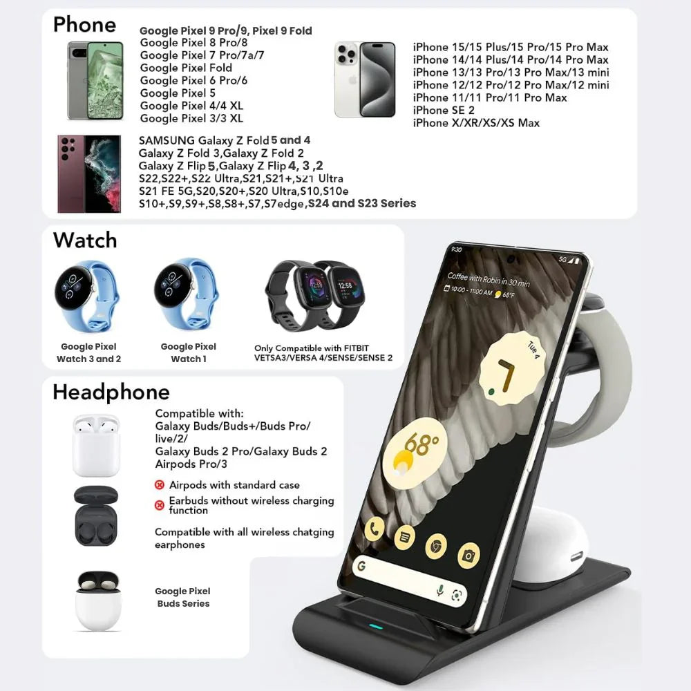 Wireless Charging Station 3-in-1